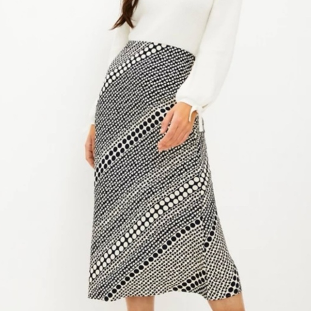 LOFT Polka Dot Heart Midi Skirt - Size XL